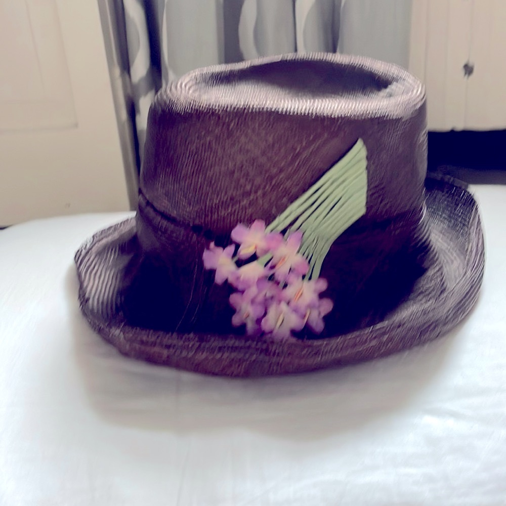 Lulu Straw Hat, Brown, Floral Detail